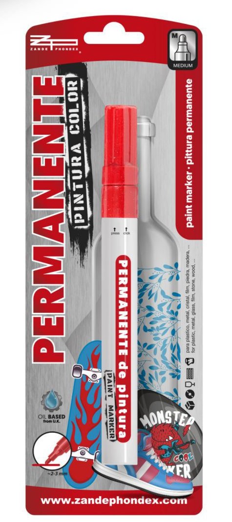 Rotulador permanente pintura rojo/azul/dorado